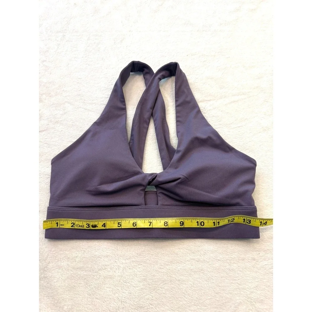 Fabletics Oasis Twist Medium Impact Sports Bra Purple Crossback Yoga Top‎
